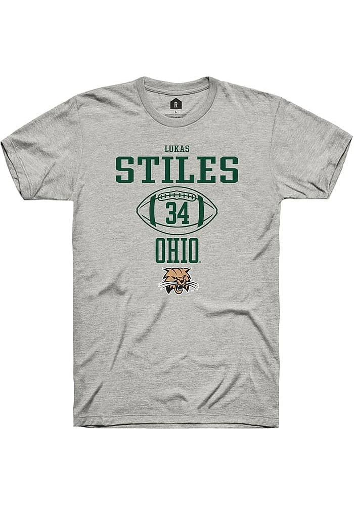 Lukas Stiles  Ohio Bobcats Ash Rally NIL Sport Icon Short Sleeve T Shirt