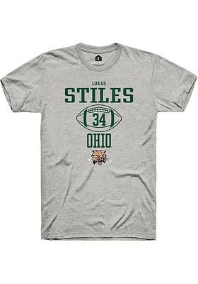 Lukas Stiles  Ohio Bobcats Ash Rally NIL Sport Icon Short Sleeve T Shirt