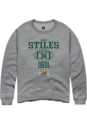 Lukas Stiles  Rally Ohio Bobcats Mens Graphite NIL Sport Icon Long Sleeve Crew Sweatshirt