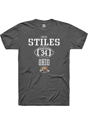 Lukas Stiles  Ohio Bobcats Dark Grey Rally NIL Sport Icon Short Sleeve T Shirt