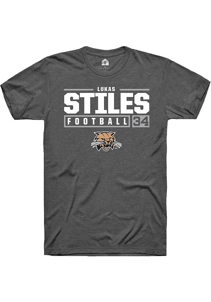 Lukas Stiles  Ohio Bobcats Dark Grey Rally NIL Stacked Box Short Sleeve T Shirt