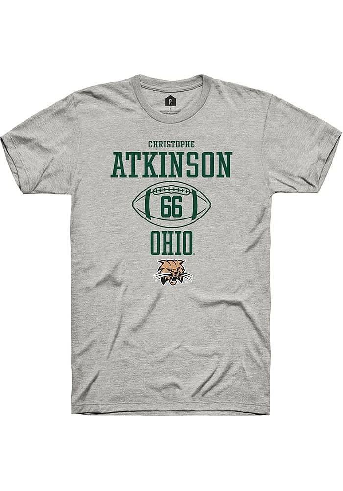 Christophe Atkinson  Ohio Bobcats Ash Rally NIL Sport Icon Short Sleeve T Shirt