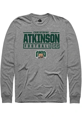 Christophe Atkinson  Ohio Bobcats Graphite Rally NIL Stacked Box Long Sleeve T Shirt