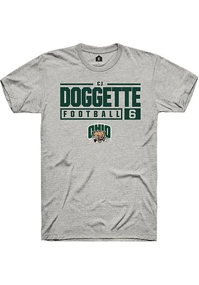 CJ Doggette  Ohio Bobcats Ash Rally NIL Stacked Box Short Sleeve T Shirt