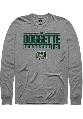 CJ Doggette  Ohio Bobcats Graphite Rally NIL Stacked Box Long Sleeve T Shirt