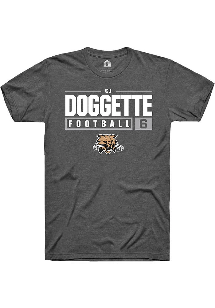 CJ Doggette  Ohio Bobcats Dark Grey Rally NIL Stacked Box Short Sleeve T Shirt