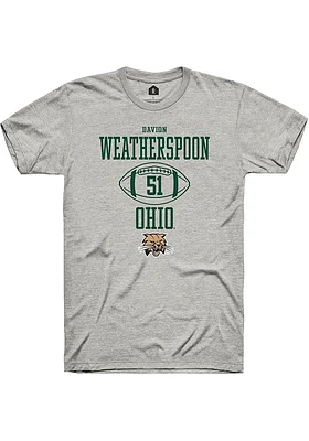 Davion Weatherspoon  Ohio Bobcats Ash Rally NIL Sport Icon Short Sleeve T Shirt