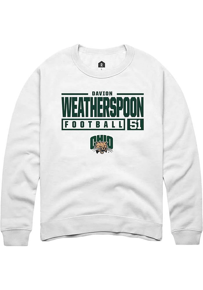 Davion Weatherspoon Rally Ohio Bobcats Mens NIL Stacked Box Long Sleeve Crew Sweatshirt