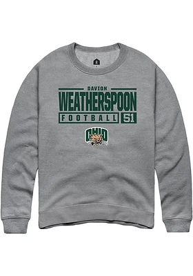 Davion Weatherspoon  Rally Ohio Bobcats Mens Graphite NIL Stacked Box Long Sleeve Crew Sweatshir..