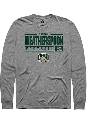 Davion Weatherspoon  Ohio Bobcats Graphite Rally NIL Stacked Box Long Sleeve T Shirt