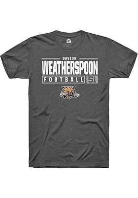 Davion Weatherspoon  Ohio Bobcats Dark Grey Rally NIL Stacked Box Short Sleeve T Shirt