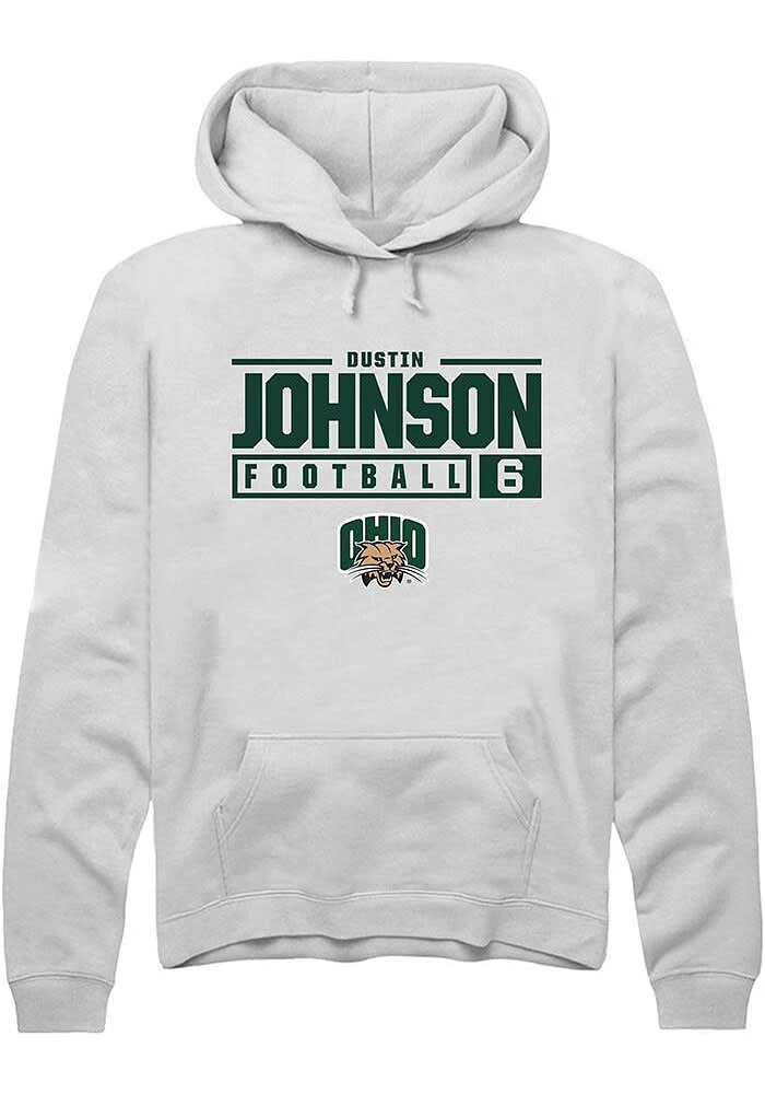 Dustin Johnson Rally Ohio Bobcats Mens NIL Stacked Box Long Sleeve Hoodie