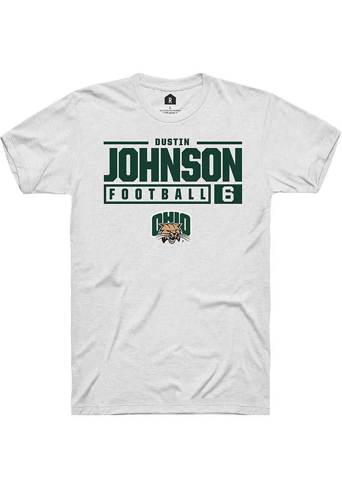 Dustin Johnson Ohio Bobcats Rally NIL Stacked Box Short Sleeve T Shirt