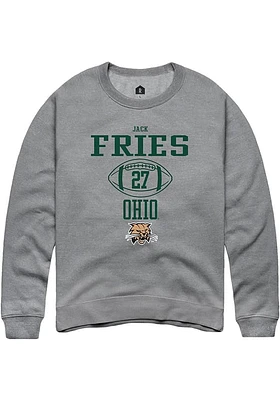 Jack Fries  Rally Ohio Bobcats Mens Graphite NIL Sport Icon Long Sleeve Crew Sweatshirt