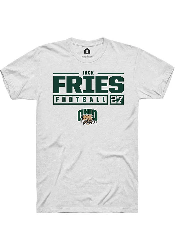 Jack Fries Ohio Bobcats Rally NIL Stacked Box Short Sleeve T Shirt