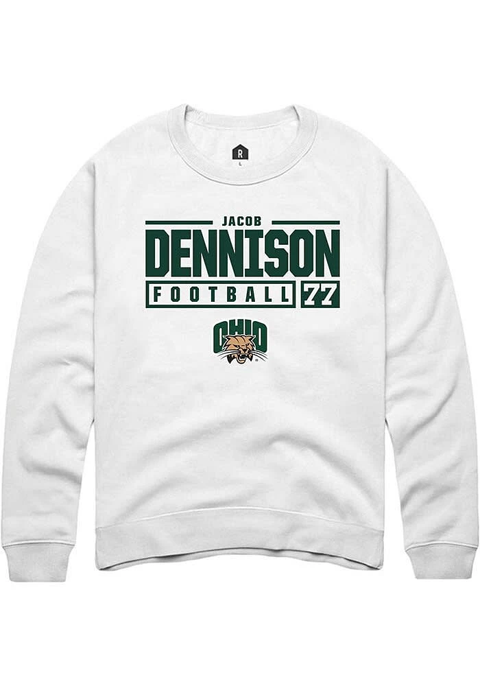 Jacob Dennison Rally Ohio Bobcats Mens NIL Stacked Box Long Sleeve Crew Sweatshirt