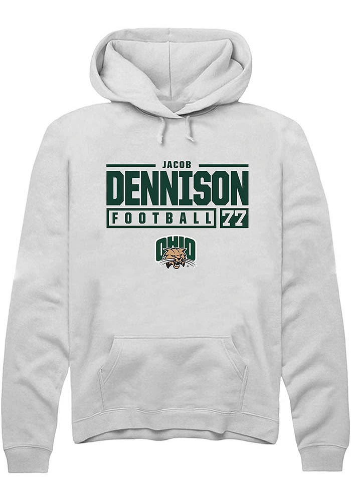 Jacob Dennison Rally Ohio Bobcats Mens NIL Stacked Box Long Sleeve Hoodie