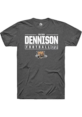 Jacob Dennison  Ohio Bobcats Dark Grey Rally NIL Stacked Box Short Sleeve T Shirt