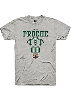 Jacob Proche  Ohio Bobcats Ash Rally NIL Sport Icon Short Sleeve T Shirt