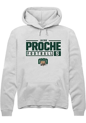 Jacob Proche Rally Ohio Bobcats Mens NIL Stacked Box Long Sleeve Hoodie