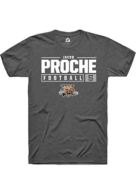 Jacob Proche  Ohio Bobcats Dark Grey Rally NIL Stacked Box Short Sleeve T Shirt