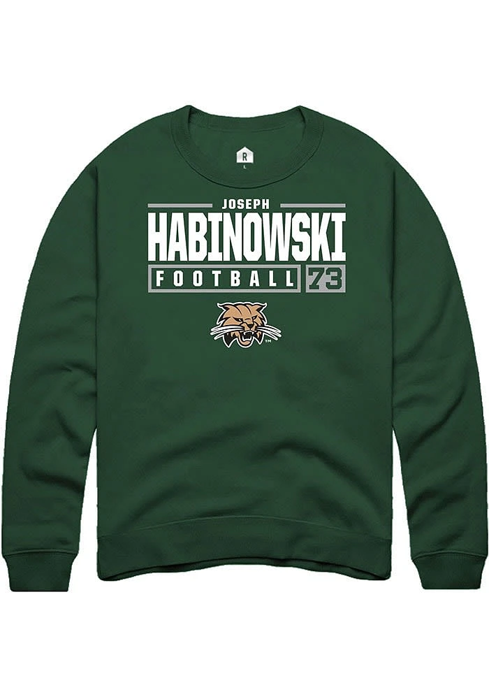 Joseph Habinowski Rally Ohio Bobcats Mens NIL Stacked Box Long Sleeve Crew Sweatshirt