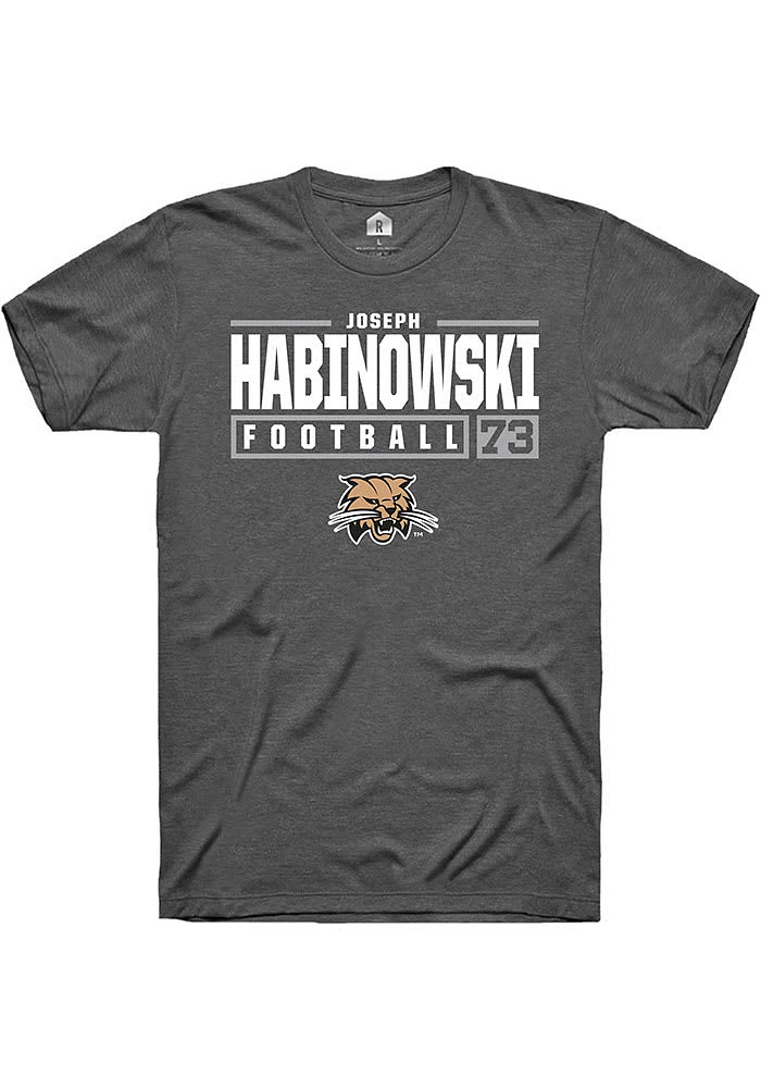 Joseph Habinowski  Ohio Bobcats Dark Grey Rally NIL Stacked Box Short Sleeve T Shirt