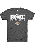 Joseph Habinowski  Ohio Bobcats Dark Grey Rally NIL Stacked Box Short Sleeve T Shirt