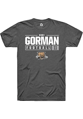 Kobi Gorman  Ohio Bobcats Dark Grey Rally NIL Stacked Box Short Sleeve T Shirt