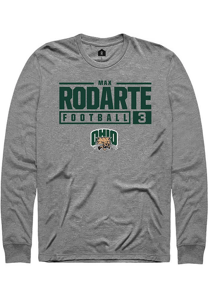 Max Rodarte  Ohio Bobcats Graphite Rally NIL Stacked Box Long Sleeve T Shirt