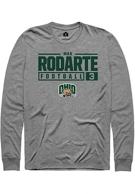 Max Rodarte  Ohio Bobcats Graphite Rally NIL Stacked Box Long Sleeve T Shirt