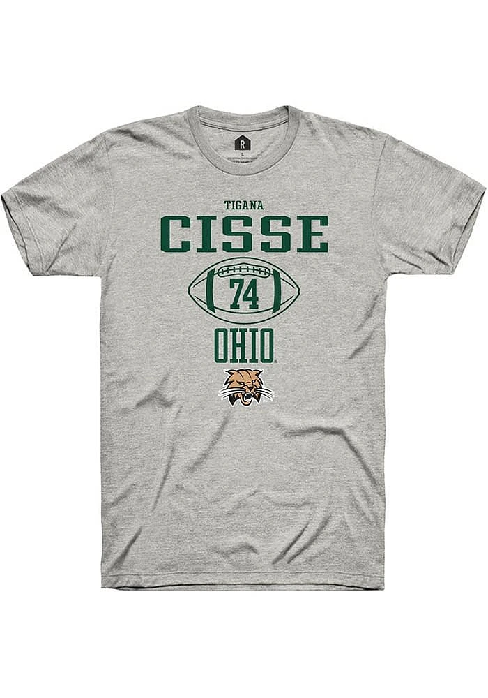 Tigana Cisse Ohio Bobcats Ash Rally NIL Sport Icon Short Sleeve T Shirt