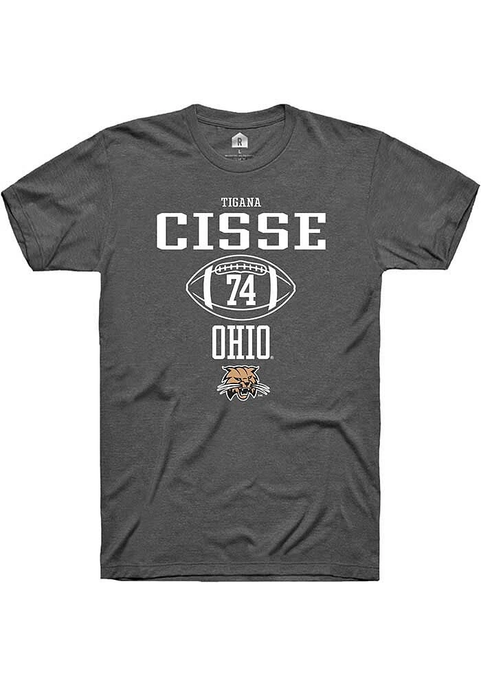 Tigana Cisse  Ohio Bobcats Dark Grey Rally NIL Sport Icon Short Sleeve T Shirt