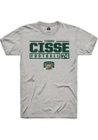 Tigana Cisse  Ohio Bobcats Ash Rally NIL Stacked Box Short Sleeve T Shirt