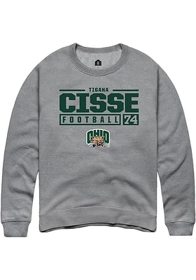 Tigana Cisse  Rally Ohio Bobcats Mens Graphite NIL Stacked Box Long Sleeve Crew Sweatshirt