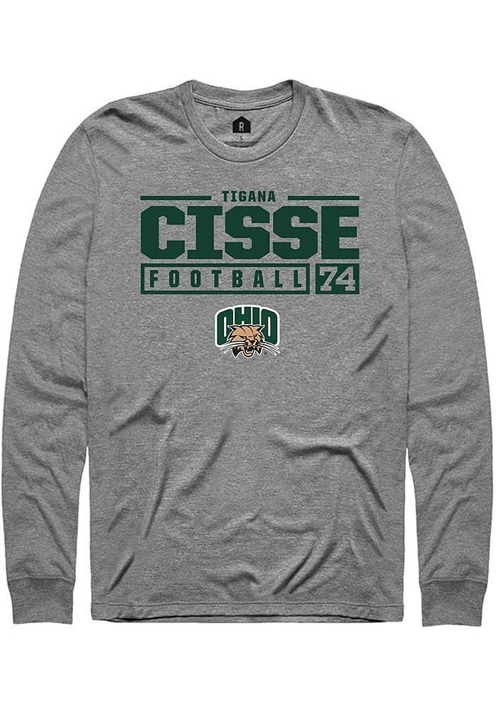 Tigana Cisse  Ohio Bobcats Graphite Rally NIL Stacked Box Long Sleeve T Shirt