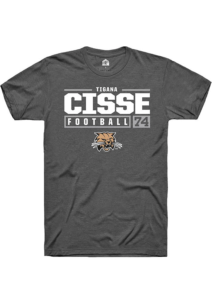 Tigana Cisse  Ohio Bobcats Dark Grey Rally NIL Stacked Box Short Sleeve T Shirt