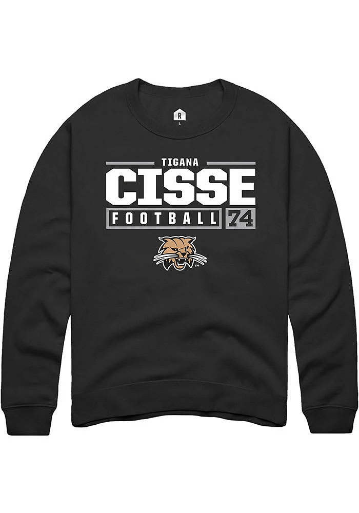 Tigana Cisse Rally Ohio Bobcats Mens NIL Stacked Box Long Sleeve Crew Sweatshirt