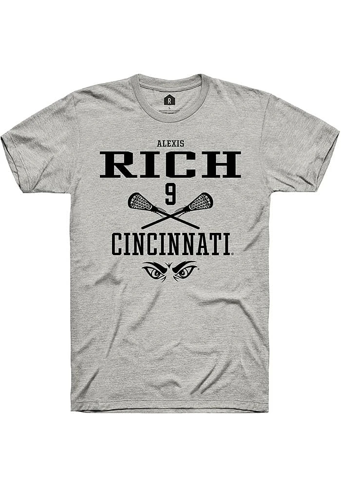 Alexis Rich  Cincinnati Bearcats Ash Rally NIL Sport Icon Short Sleeve T Shirt