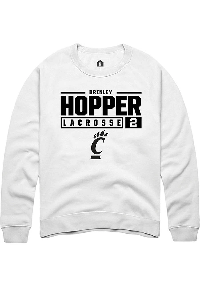 Brinley Hopper Rally Cincinnati Bearcats Mens NIL Stacked Box Long Sleeve Crew Sweatshirt