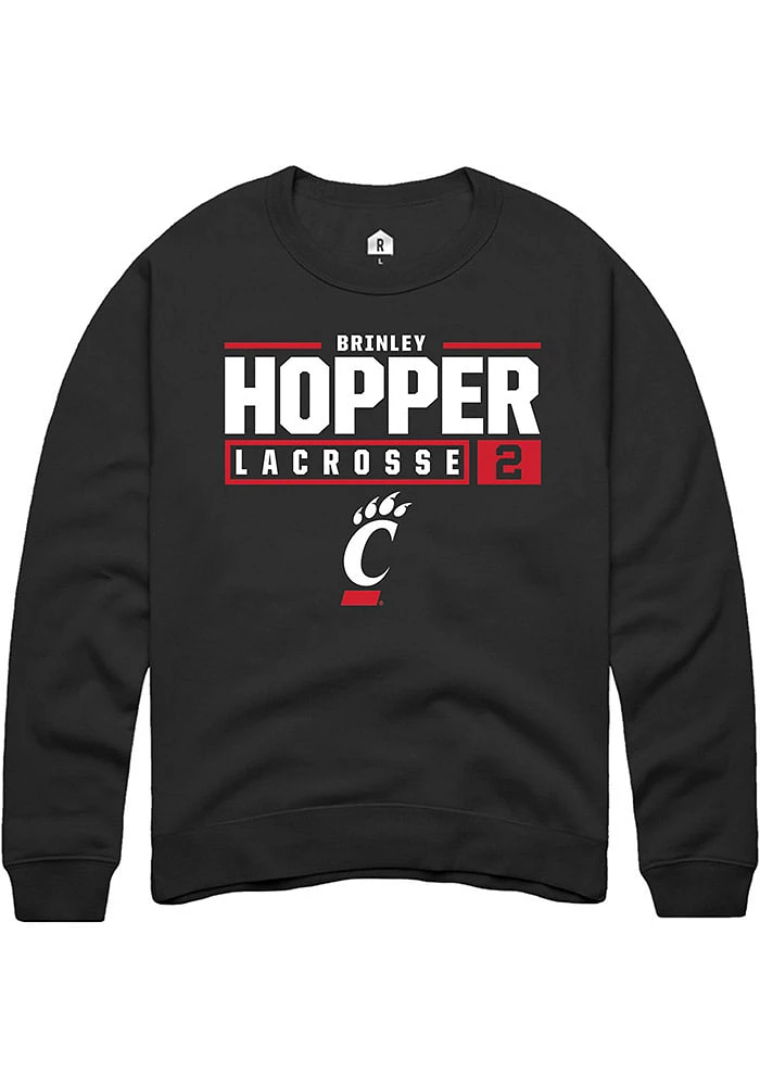 Brinley Hopper Rally Cincinnati Bearcats Mens NIL Stacked Box Long Sleeve Crew Sweatshirt