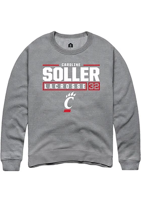 Caroline Soller  Rally Cincinnati Bearcats Mens Graphite NIL Stacked Box Long Sleeve Crew Sweats..