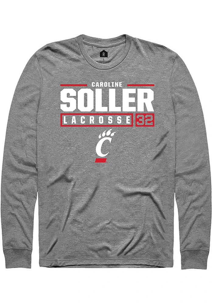 Caroline Soller  Cincinnati Bearcats Graphite Rally NIL Stacked Box Long Sleeve T Shirt