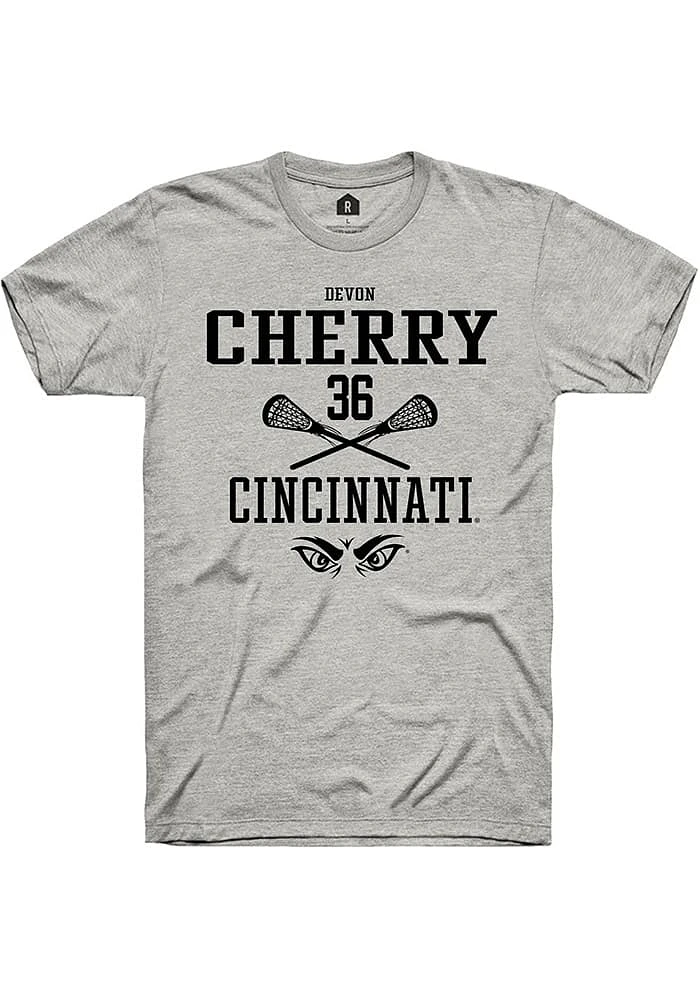 Devon Cherry  Cincinnati Bearcats Ash Rally NIL Sport Icon Short Sleeve T Shirt