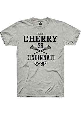 Devon Cherry  Cincinnati Bearcats Ash Rally NIL Sport Icon Short Sleeve T Shirt