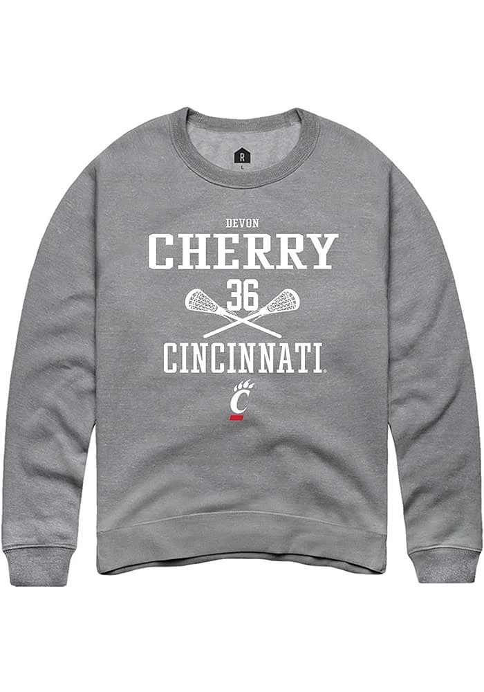 Devon Cherry  Rally Cincinnati Bearcats Mens Graphite NIL Sport Icon Long Sleeve Crew Sweatshirt