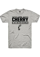 Devon Cherry  Cincinnati Bearcats Ash Rally NIL Stacked Box Short Sleeve T Shirt