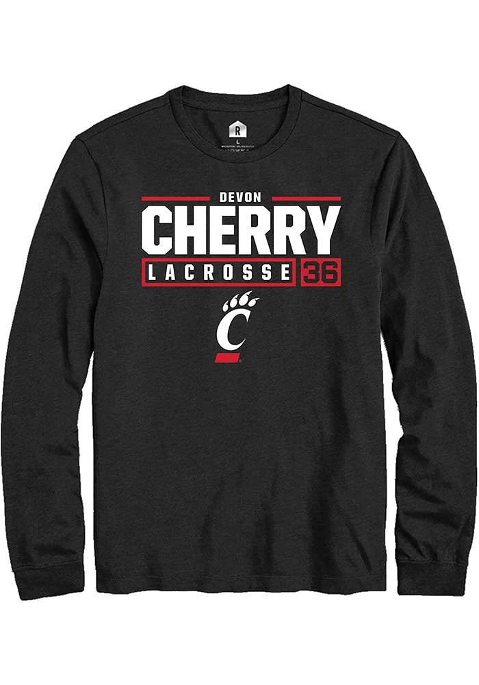 Devon Cherry Cincinnati Bearcats Rally NIL Stacked Box Long Sleeve T Shirt