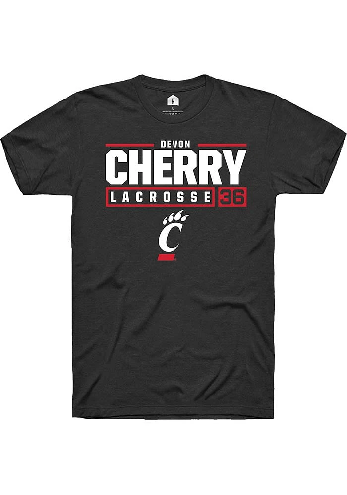 Devon Cherry Cincinnati Bearcats Rally NIL Stacked Box Short Sleeve T Shirt