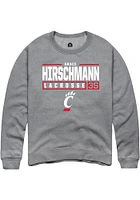 Grace Hirschmann  Rally Cincinnati Bearcats Mens Graphite NIL Stacked Box Long Sleeve Crew Sweat..